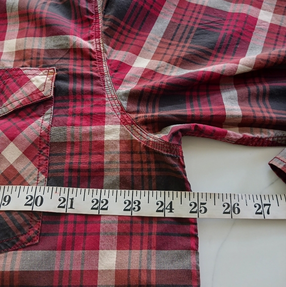 Carhartt Relaxed Fit Rugged Flex Red and Tan Plaid Shirt Mens XL - Picture 6 of 9